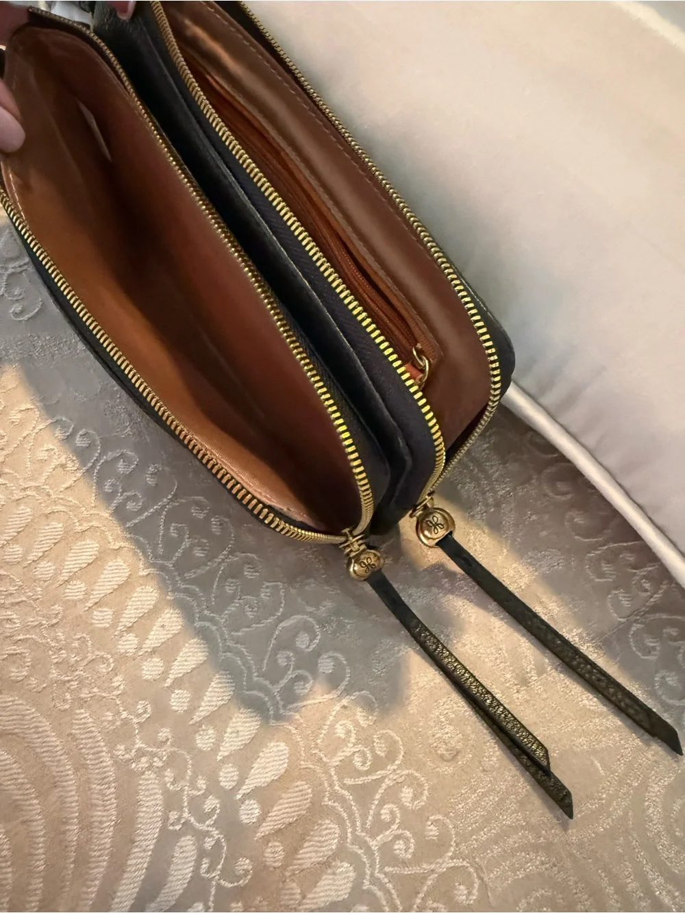 Hobo Black Leather Wristlet Double Zip